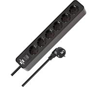 Brennenstuhl regleta de enchufes Ecolor 6 tomas de corriente, cable 1,5 m con interruptor Negro