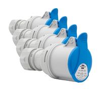 Brennenstuhl Enchufe eléctrico CEE de 3 polos para uso exterior, toma CEE 230 V/32 A con tapa, conexión atornillable, uso al aire libre, camping, caravana, obras, IP44, 32 A (Paquete de 4)