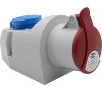Brennenstuhl Enchufe eléctrico de pared combinado con toma CEE 400 V/16 A de 5 polos + toma tipo F (Schuko), toma industrial con tapa, uso interior/exterior, taller, garaje, industria, IP44, 16 A