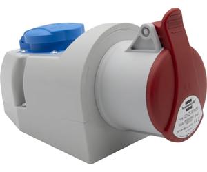 Brennenstuhl Enchufe eléctrico de pared combinado con toma CEE 400 V/16 A de 5 polos + toma tipo F (Schuko), toma industrial con tapa, uso interior/exterior, taller, garaje, industria, IP44, 16 A