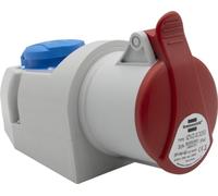 Brennenstuhl Enchufe eléctrico de pared combinado con toma CEE 400 V/32 A de 5 polos + toma tipo F (Schuko), toma industrial con tapa, uso interior/exterior, taller, garaje, industria, IP44, 32 A