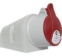 Brennenstuhl Enchufe eléctrico industrial de pared CEE de 5 polos, enchufe industrial 400 V/16 A con tapa para uso exterior, ideal para uso al aire libre, construcción, industria, IP44, 16 A