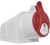 Brennenstuhl Enchufe eléctrico industrial de pared CEE de 5 polos, enchufe industrial 400 V/32 A con tapa para uso exterior, ideal para uso al aire libre, construcción, industria, IP44, 32 A