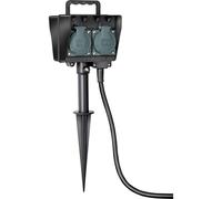 Brennenstuhl Enchufe exterior 4 enchufes con punta de tierra, carcasa impermeable, 1,5 m Negro