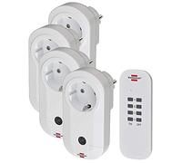 Brennenstuhl enchufe inteligente WiFi 433 MHz emisor + Set de 4 enchufes de radio (enchufes inalámbricos para uso en interiores, mando a distancia, radio control)