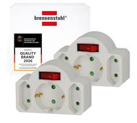 Brennenstuhl Enchufe múltiple 149931 – 2 tomas Euro y 1 toma de tierra con interruptor – Blanco