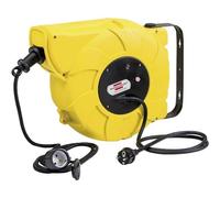 Brennenstuhl enrollacables eléctrico IP44 / enrollador de cable automático para exteriores (16+2m de cable, montable, para montaje en pared, IP44) amarillo