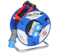 Brennenstuhl Enrollacables industrial/de obra Garant CEE 2 IP44 25 m (cable negro H07RN-F 3G2,5, enrollacables con 2 tomas CEE, para uso permanente en exteriores IP44, Made in Germany) azul