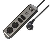 brennenstuhl®Estilo regleta de enchufes de Esquina de 4 vías con USB A y USB C PD 30W (para Cocina y Oficina, con 2X Tomas de Contacto de protección, 2X Tomas Euro) Plata/Negro