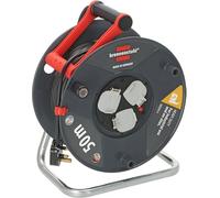 Brennenstuhl Garant - Carrete de cable de 50 m (fabricado en Alemania, cable alargador con 3 enchufes y protección térmica de corte, mango ergonómico)