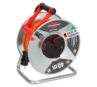 Brennenstuhl Garant S V2 IP44 - Carrete alargador de cable para exteriores (40 m, fabricado en Alemania, cable de color naranja, de chapa de acero, uso a corto plazo en exteriores)
