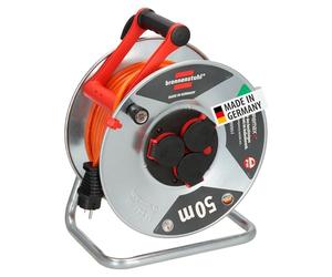 Brennenstuhl Garant S V2 IP44 - Carrete de cable para exteriores (50 m, fabricado en Alemania, cable negro, chapa de acero, uso a corto plazo en exteriores)