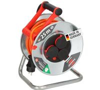 Brennenstuhl Garant S V2 IP44 Enrollacables 25m exterior (Fabricado en Alemania, cable en color de señal naranja, chapa de acero, uso a corto plazo en exteriores)