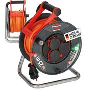 Brennenstuhl Garant V2 IP44 Enrollacables 25m exterior (Fabricado en Alemania, 3 conexión a tierra-enchufes, protección contra sobrecalentamiento, uso a corto plazo en exteriores)