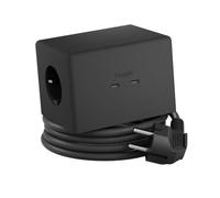 Brennenstuhl Hugo! One 2nd Gen. Cubo de enchufes con USB C 20W PD | (cargador inalámbrico, regleta USB C, interruptor táctil, estación de carga inductiva con cable de 2m) negro intenso