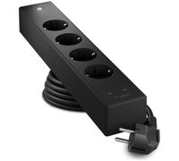 Brennenstuhl Hugo! Socket regleta de enchufes USB C 20W PD | (cuatro enchufes, regleta de 4 tomas con interruptor táctil, goma antideslizante y cable de 2m) negro profundo