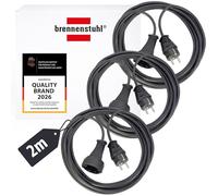 Brennenstuhl Juego de 3 brennenstuhl Cable alargador de Corriente de 2 m (Extensible eléctrico para Interiores) Negro