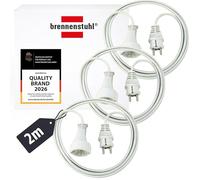 Brennenstuhl Juego de 3 Cable alargador de Corriente de 2 m (alargador eléctrico para Interiores) Blanco