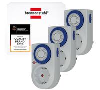 Brennenstuhl Juego de 3 Unidades Temporizador MMZ 20 / Enchufe programable de Temporizador mecánico (Temporizador mécanico, Programador Diario, Enchufe con protección de Contacto) Blanco
