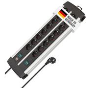 Brennenstuhl Premium-ALU-Line regleta enchufes con 16 Tomas y Interruptor Individual (Cable de 3m, 2X Interruptor Iluminado, Fabricado en Alemania)