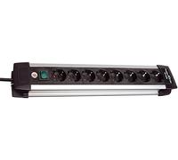 Brennenstuhl Premium-Alu-Line regleta enchufes con 8 tomas de corriente (cable de 3m, interruptor iluminado, Made in Germany) plateado/negro