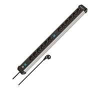Brennenstuhl Premium-ALU-Line regleta enchufes de 12 Tomas/regleta de Aluminio con interruptores Individuales (Enchufe múltiple con 2X Interruptor, Cable de 3 m, Fabricado en Alemania)