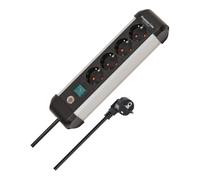 Brennenstuhl Premium-ALU-Line regleta enchufes de 4 Tomas/regleta de Aluminio (Enchufe múltiple con Interruptor, Cable de 1,8 m, Fabricado en Alemania)