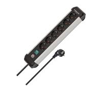 Brennenstuhl Premium-ALU-Line regleta enchufes de 6 Tomas/regleta de Aluminio (Enchufe múltiple con Interruptor, Cable de 3 m, Fabricado en Alemania)