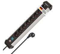 Brennenstuhl Premium-ALU-Line regleta enchufes de 8 Tomas/regleta de Aluminio (Enchufe múltiple con Interruptor, Cable de 3 m, Fabricado en Alemania)