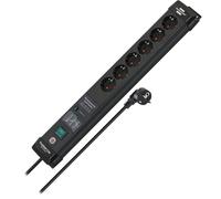 Brennenstuhl Regleta 1951160402 Premium-Line - 6 salidas, cable 5 m, protección 60.000 A, negro