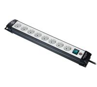 Brennenstuhl Regleta de enchufes Premium-Line 8 tomas – cable 5 m, interruptor, montable – Negro/Gris