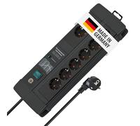 Brennenstuhl Premium-Line Duo regleta enchufes de 8 Tomas con protección contra sobretensiones (Cable de 3 m, Interruptor, protección hasta 60.000 A, Fabricado en Alemania) Negro