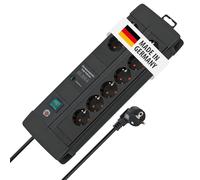 Brennenstuhl Premium-Line Duo regleta enchufes de 8 Tomas con protección contra sobretensiones (Cable de 3 m, Interruptor, protección hasta 60.000 A, Fabricado en Alemania) Negro