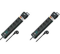 Brennenstuhl Premium-Line regleta de enchufes con 6 Tomas de Corriente (Cable de 3 m, con Interruptor, Fabricado en Alemania) Negro (Paquete de 2)