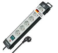 Brennenstuhl Regleta Premium-Line 6 tomas, cable 3 m, interruptor, montable, Negro/Gris