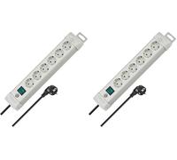 Brennenstuhl Premium-Line regleta de enchufes con 6 Tomas de Corriente (Cable de 3m, con Interruptor, montable, Fabricado en Alemania) Gris (Paquete de 2)