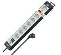 Brennenstuhl Premium-Line regleta de enchufes con 8 Tomas de Corriente (Cable de 3m, con Interruptor, montable, Fabricado en Alemania) Negro/Gris
