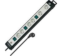 Brennenstuhl Premium-Line regleta de enchufes tecnología con 6 tomas de corriente conmutables (cable de 3m, disposición especial, 2 vías para fuentes de alimentación, fabricado en alemania) negro/gris