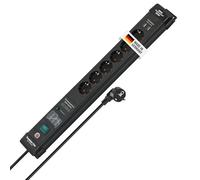 Brennenstuhl Premium-Line regleta enchufes de 6 Tomas con protección contra sobretensiones hasta 60.000A (Cable de 3m, 2X Cargador USB 3.10A, montable, Fabricado en Alemania) Negro