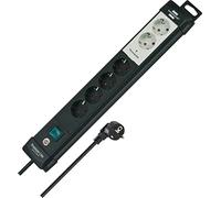 Brennenstuhl Premium-Line tecnología de 6 Tomas de Corriente con enchufes permanentes y conmutables (con Interruptor y Cable de 3m, montable, Fabricado en Alemania) Negro/Gris