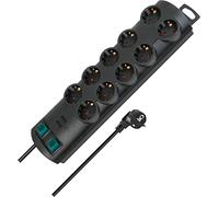 Brennenstuhl Primera-Line regleta enchufes con 10 Tomas Corriente y 2 interruptores Individuales (Cable de 2m, Interruptor Iluminado, montable) Negro