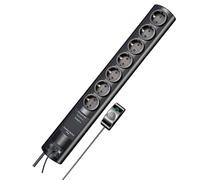 Brennenstuhl Regleta de enchufes Primera-Tec Comfort Switch Plus 7 Tomas, protección, 2 m, Negro