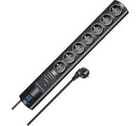 Brennenstuhl Regleta Primera-Tec 7 tomas, 2 m, protección 19.500A, interruptor, Main-Follow, Negro