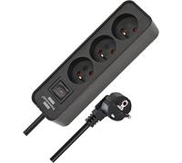 Brennenstuhl Regleta de 3 enchufes Ecolor (regleta con interruptor y cable de 1,5 m) color negro