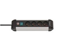 Brennenstuhl regleta de 4 enchufes premium-alu-line, de aluminio de al