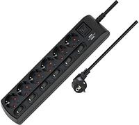 Brennenstuhl Regleta 6-Way BK – 6 tomas, 1 interruptor principal, 6 interruptores, cable 2 m, negro