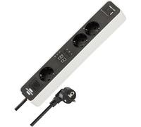 Brennenstuhl Regleta de enchufes Ecolor de 3 Tomas con Temporizador y USB A y C (Regleta con 2 Tomas conmutables y 1 Toma Permanente, 3 temporizadores Independientes, Interruptor y Cable de 1,5m)