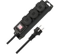 Brennenstuhl regleta de enchufes IP44 con 3 enchufes (con Interruptor, Cable de 2m, Tapa de Cierre automático, Base de enchufes múltiple para Exteriores y un Uso Robusto y Permanente en Exteriores)
