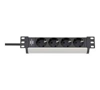 Brennenstuhl Regleta ALU-Line 10" para rack 4 tomas 2m sin interruptor negro/plata