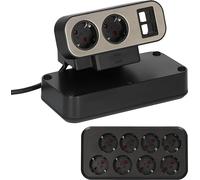 Brennenstuhl Regleta Enchufes de sobremesa dúplex con Interruptor (Regleta Eléctrica con 2 Ranuras para módulos Keystone, 10x Tomas de Contacto de protección, Cable de 2m) Plata/Negro